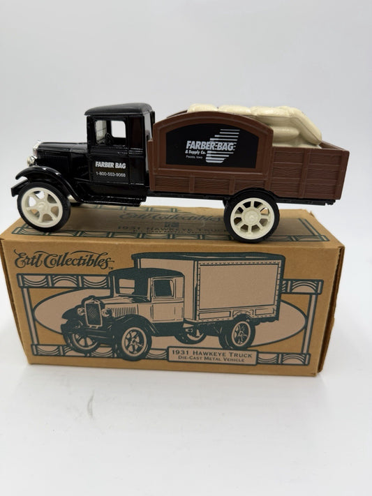 ERTL 1931 Hawkeye Truck Die-Cast Coin Bank Faber-bag & Supply Co Peosta Iowa