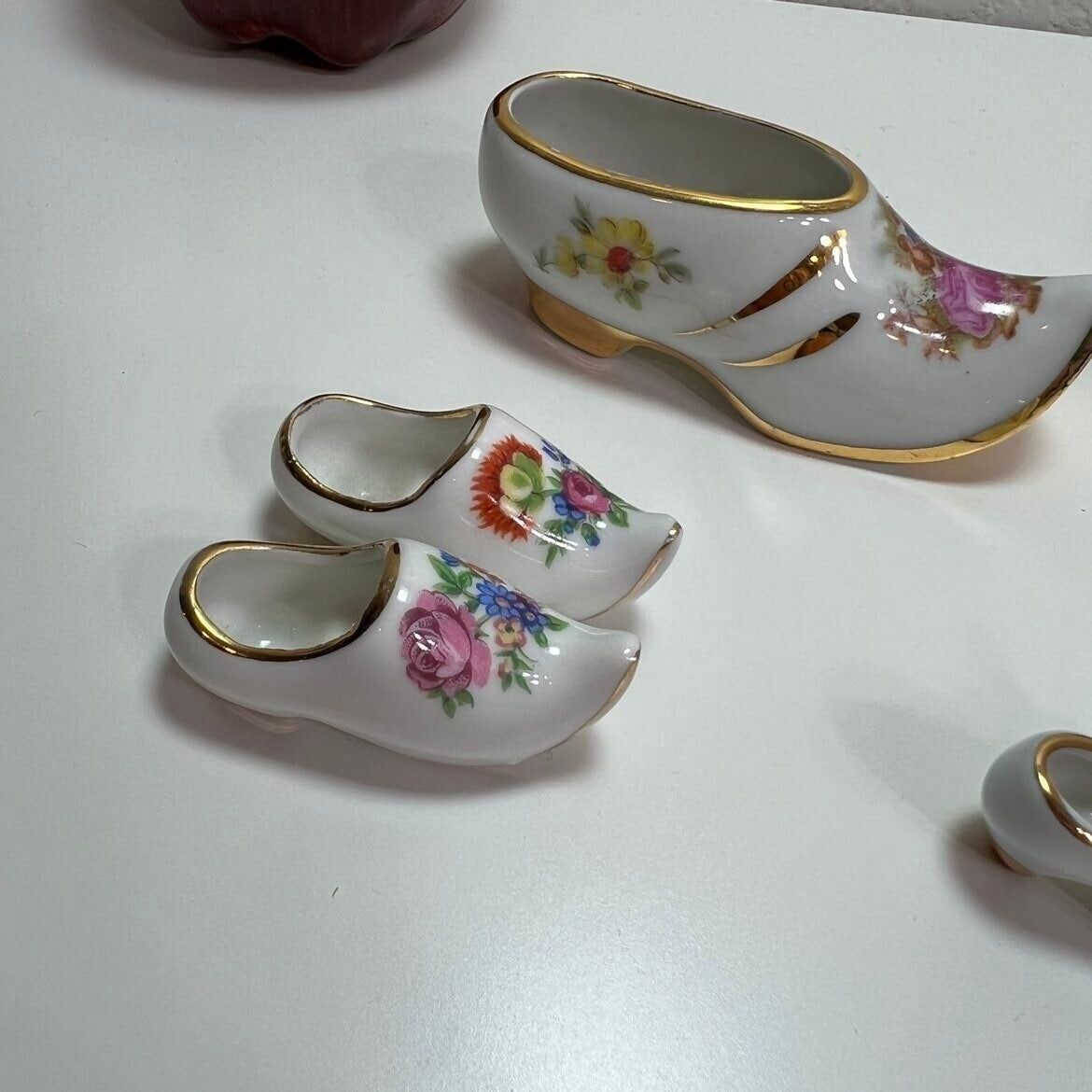 Limoges Dutch Shoes Miniature France Porcelain Lot of 6 Victorian Hand Painted