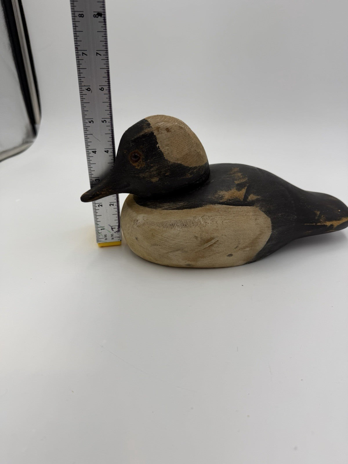 Vintage Ron Fisher Duck Decoy Wood Glass Eyes Swivel Head Folk Art Carved Signed