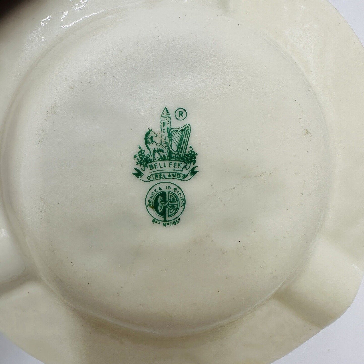 Belleek Ashtray Shamrocks 6th mark 1965 -1980 Ireland Small Vintage Porcelain