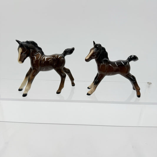 Vintage Beswick England Ceramic Glazed Painted Playful Foals Figurines Horses 3”
