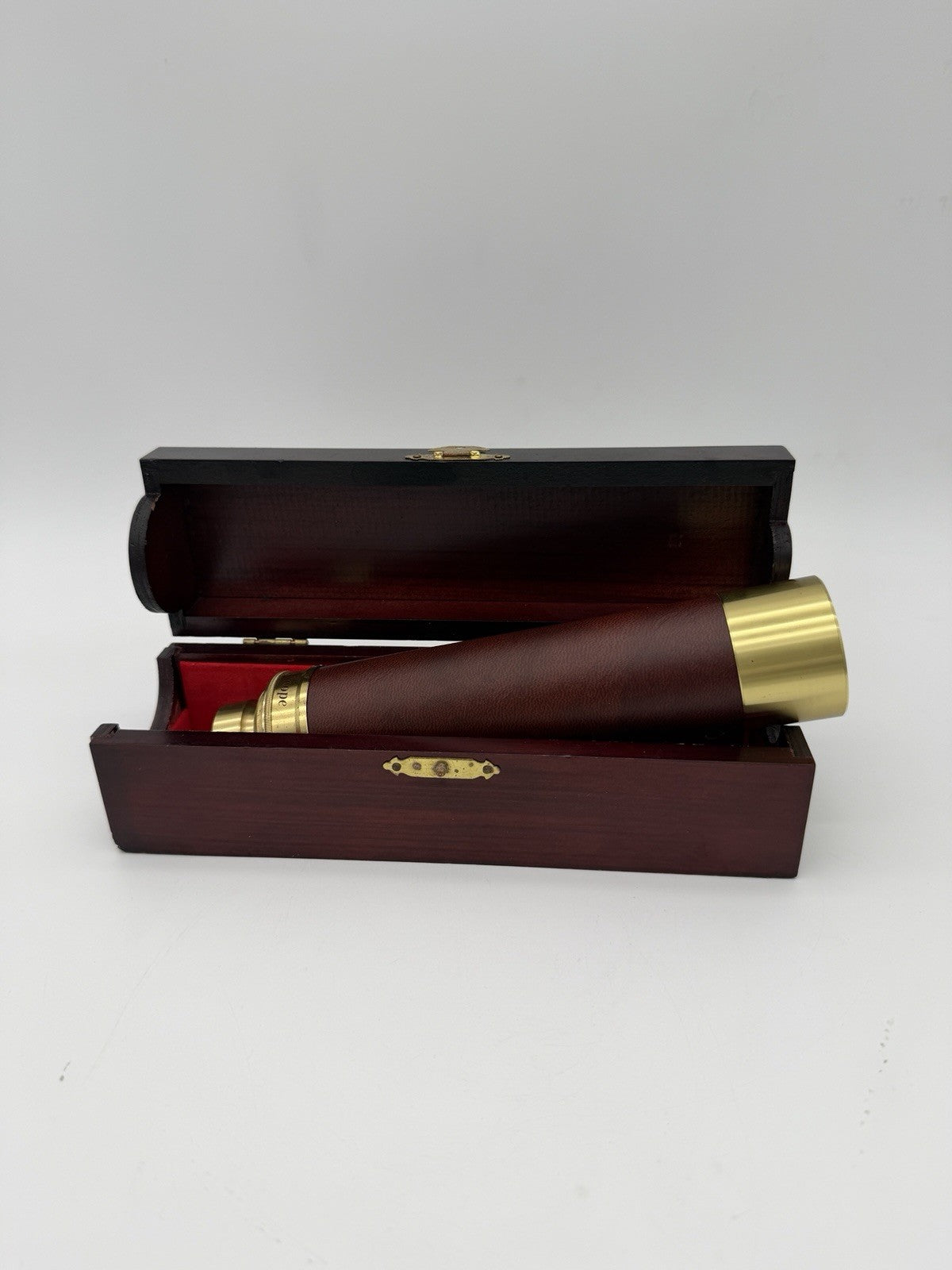 Antique Brass Leather Telescope 30 x 40 Wood Case maritime Spyglass Tube