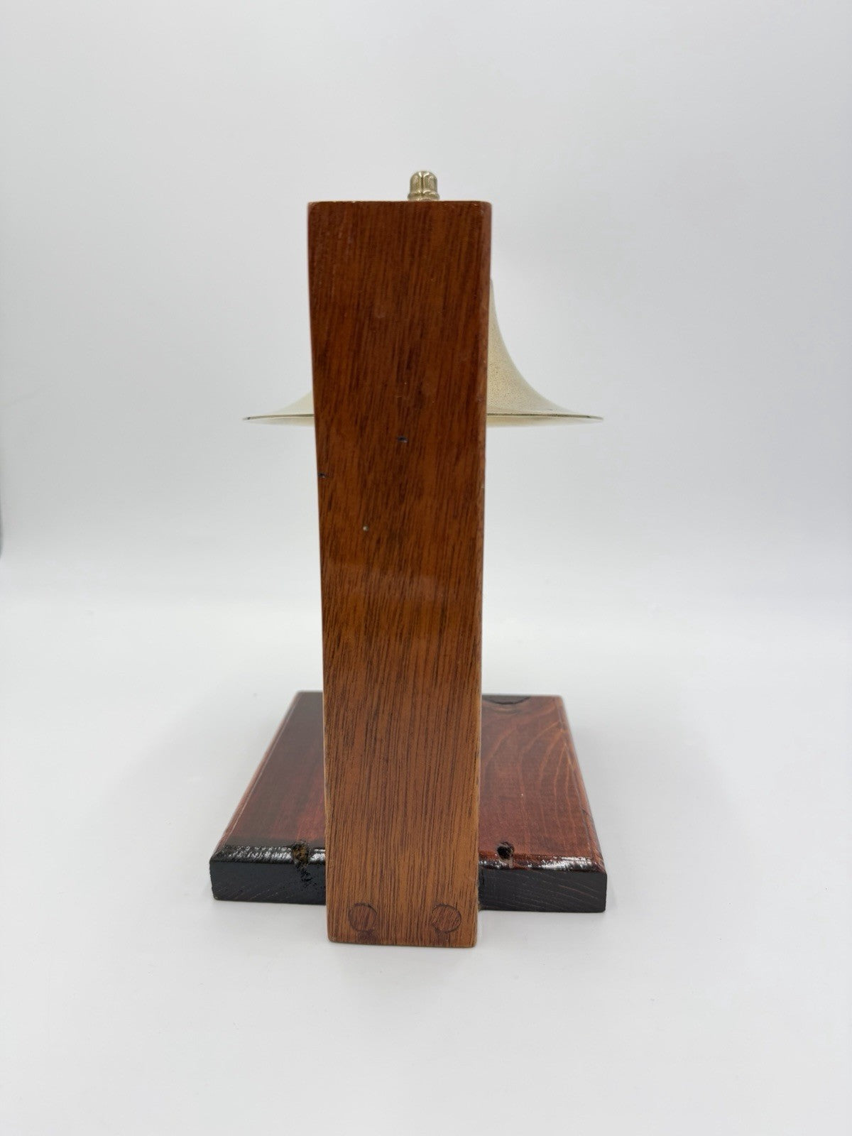 Vintage Brass Fog Tabletop Bell Boat Marine Nautical Hardware USA Wood Base