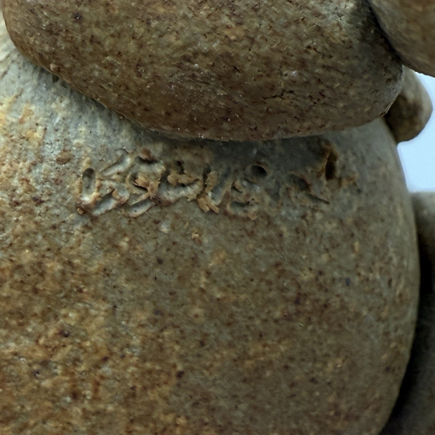 Signed Studio Art Pottery Bunny Angel Wings Ornament