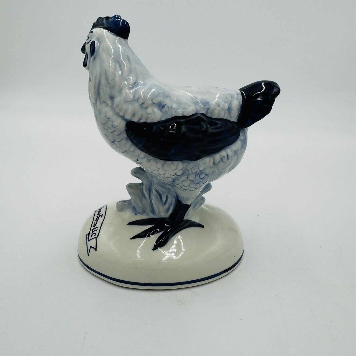 Delft Holland Pottery 701 Cobalt Blue White Chicken Hen Porcelain Figurine 5x6”