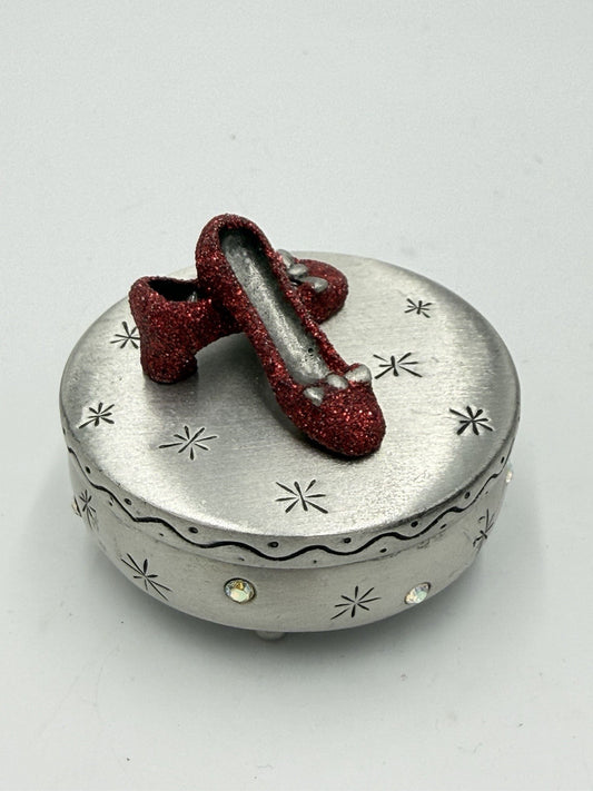 Wizard Of Oz Pewter Dorothy Red Slippers Jewelry Box 1.5”Hx2”W No Place Like Hom