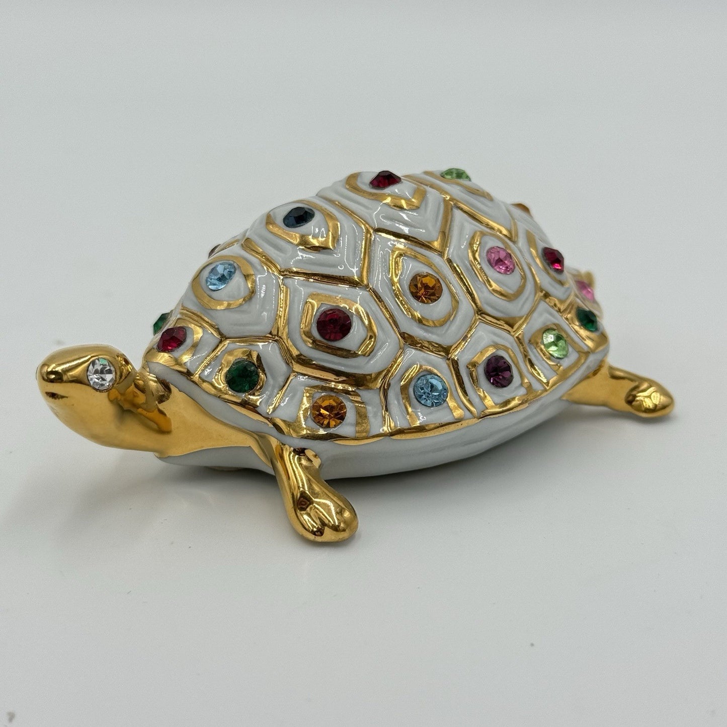 Capodimonte Italy  Turtle Figurine w/ Swarovski Crystals Polaris Porcupine 2”x 4