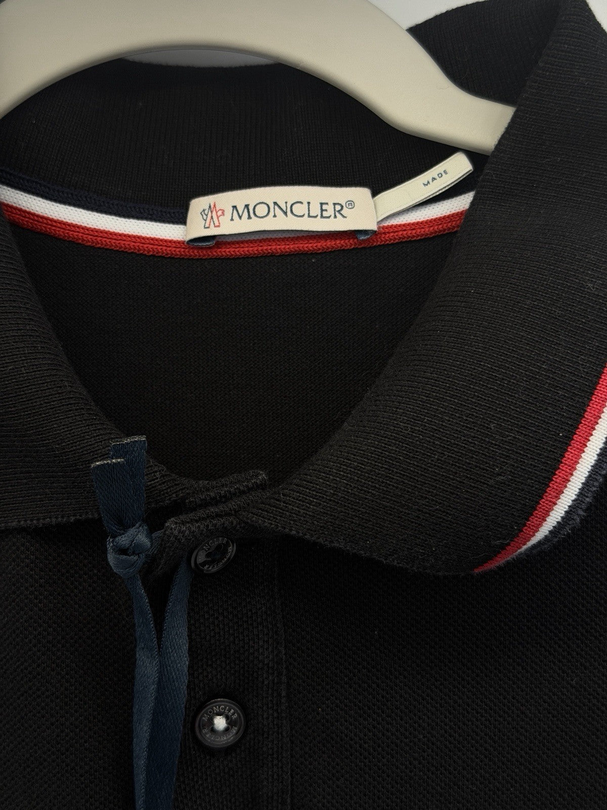Moncler Men Black Slim Fit Polo Shirt Sz  L Fits M Cotton