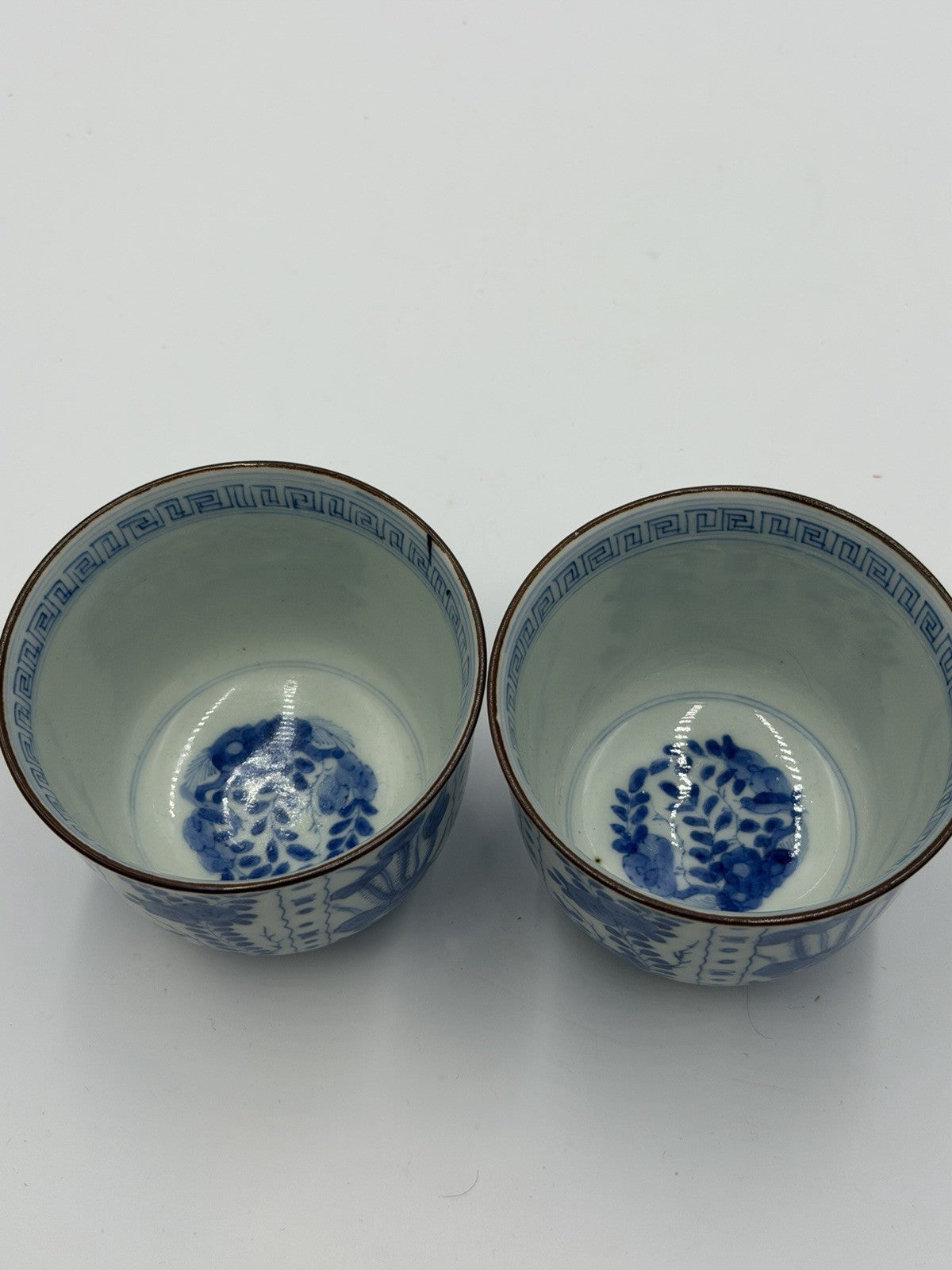 Qing Dynasty 19th  Jingdezhen folk kiln blue & white porcelain teacups