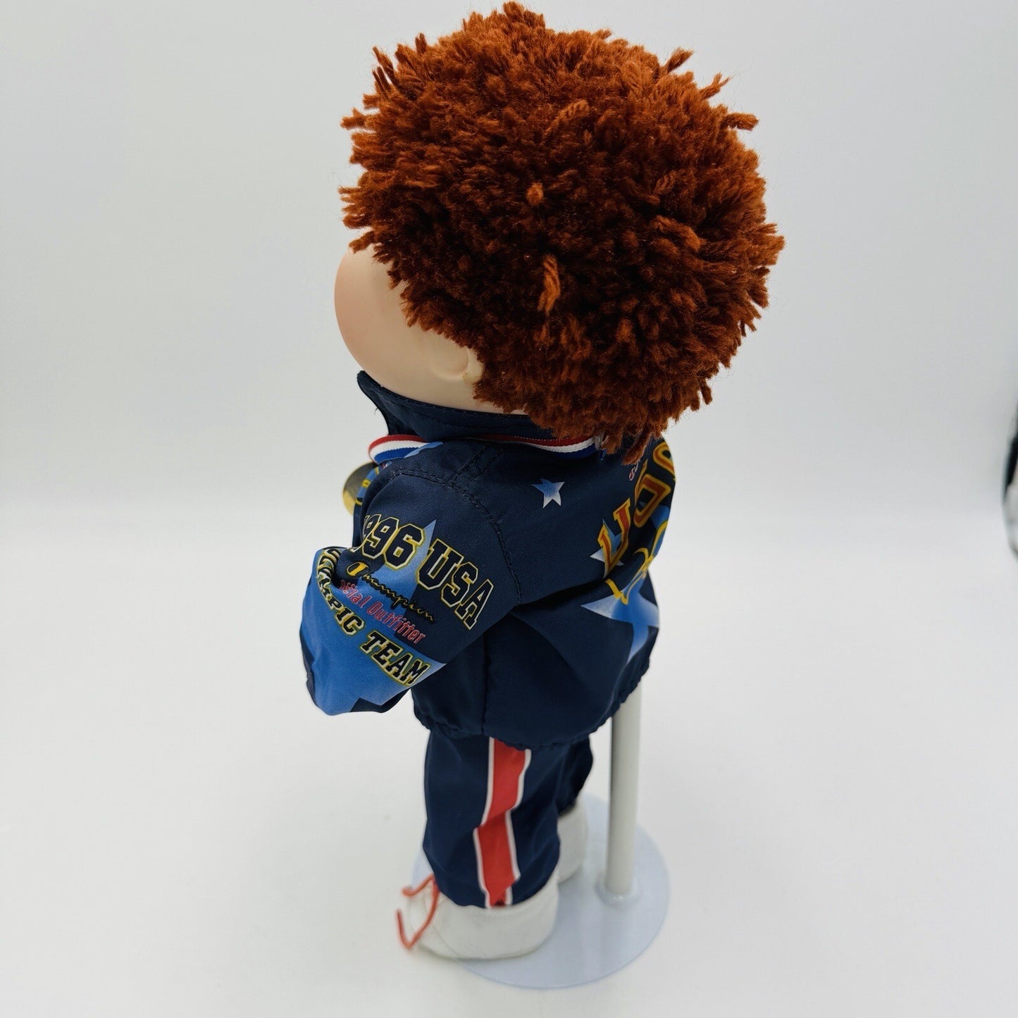 Cabbage Patch Porcelain Doll 13in tall Olympic Stand Danbury Mint Vintage 1996