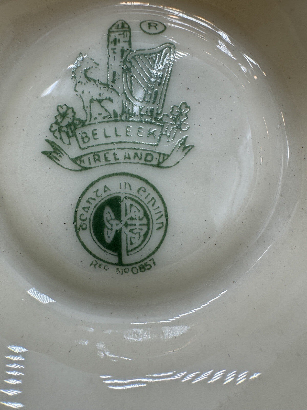 Belleek Rathmore Vase 3RD Green Mark #0857 6th Mark 1965 7.5in Vintage