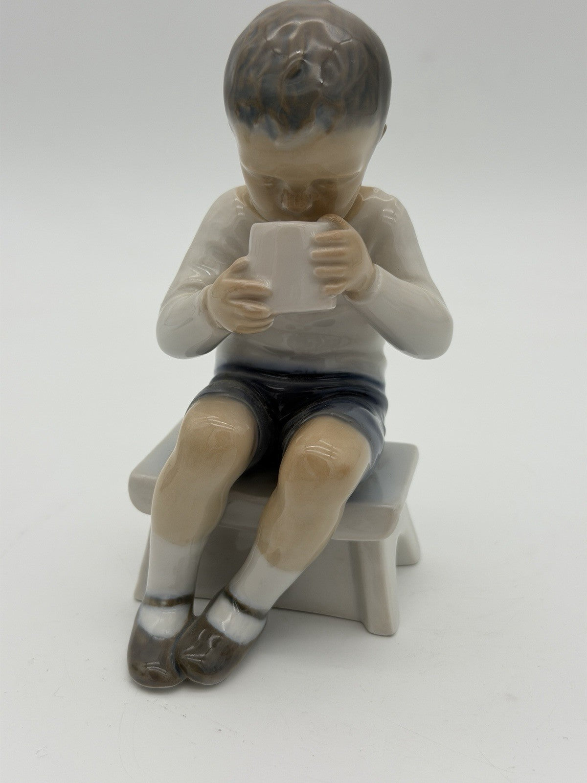 Bing & Grondahl Copenhagen Denmark Victor Boy w/ Coffee # 1713 Figurine Painted