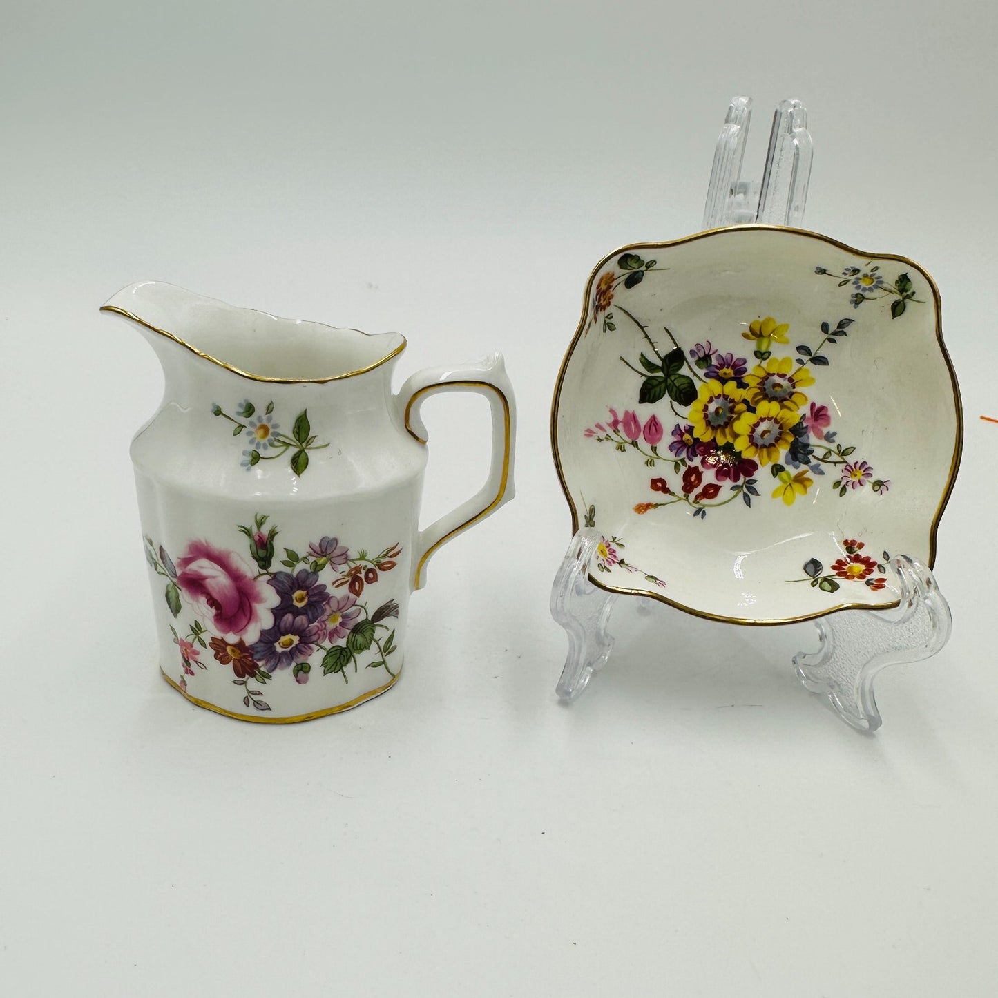 Royal Crown Derby Dish Posies Creamer with Square Porcelain England Home