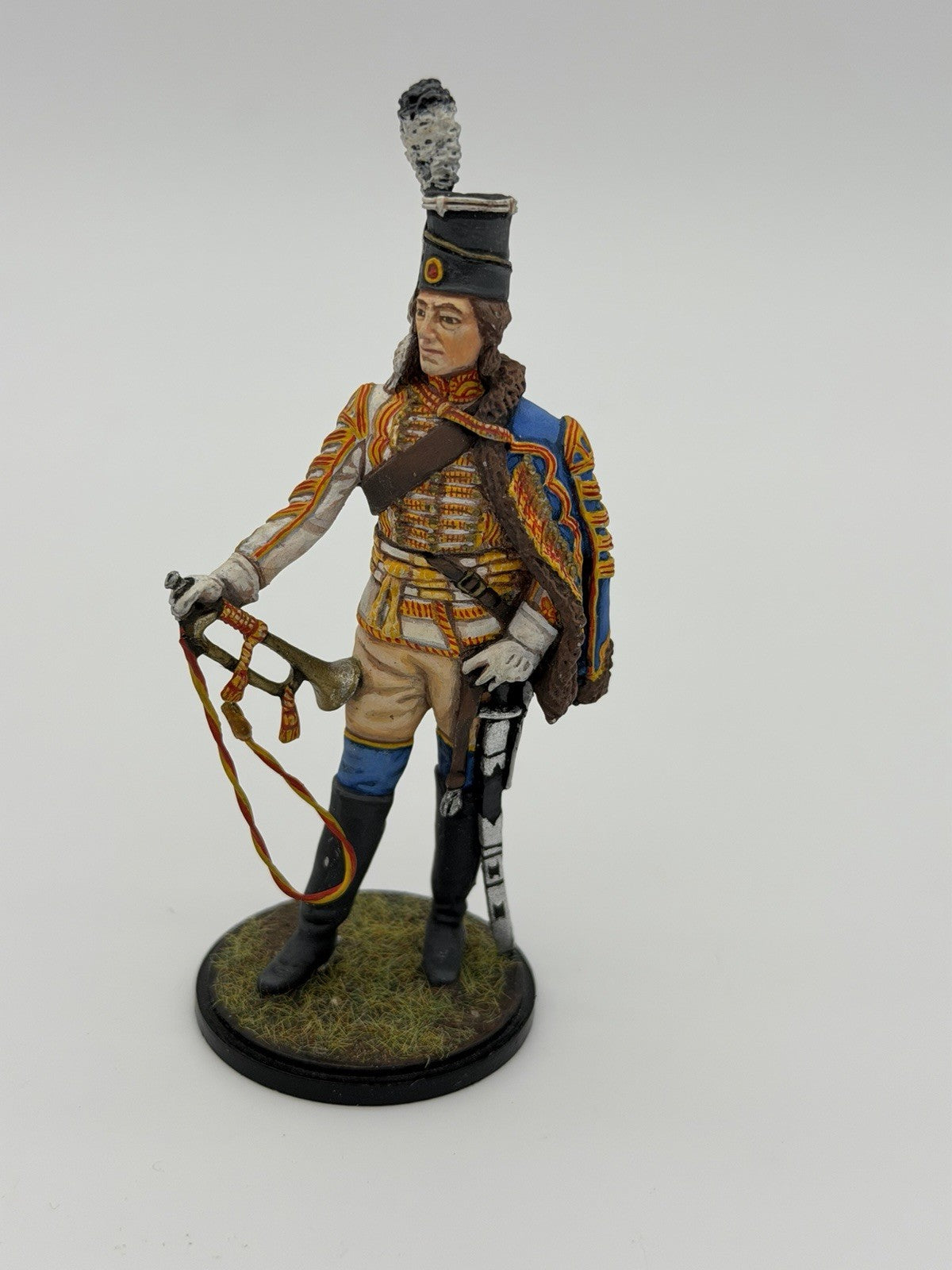 Hand Painted Metal Soldier Prussian Hussar Trumpeter 1750s Scale 1:18 Soldier