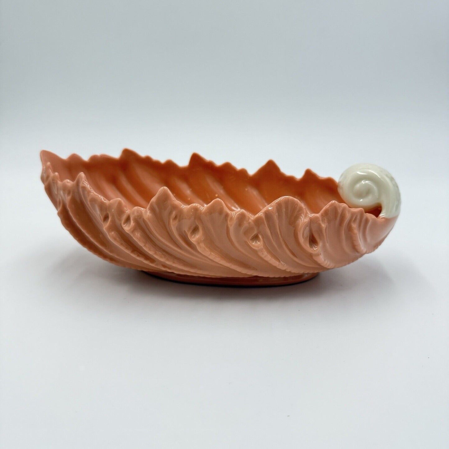 Lenox USA porcelain Acanthus Pattern Salmon Porcelain Scalloped bowl 1950 Rare