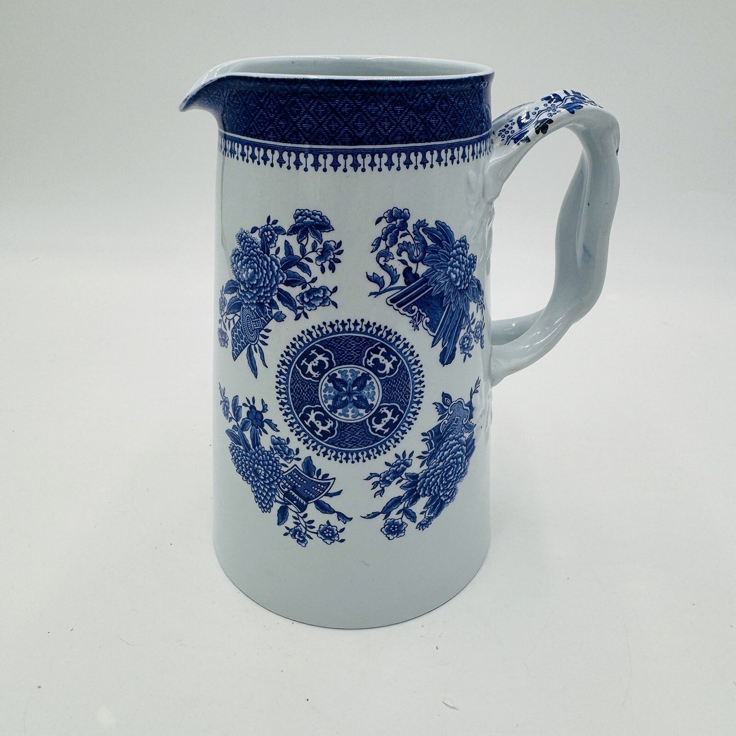 Spode Copeland Fitzhugh Blue Pitcher Milk Jug England Fine Stone 6 1/2in