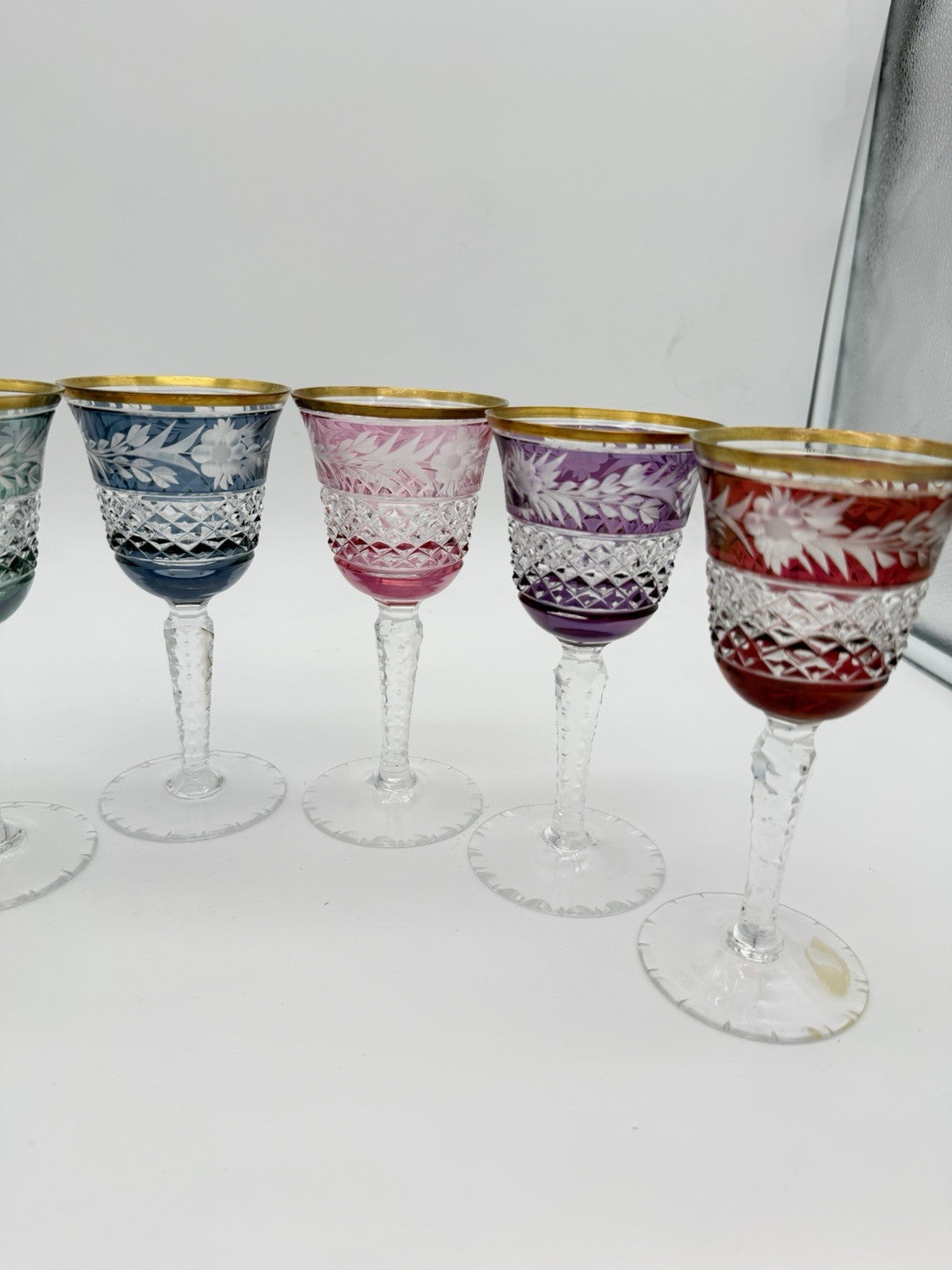 Ebeling & Reuss Marchioness 6”H Claret Wine Goblets Multicolor 6 PCs Crystal