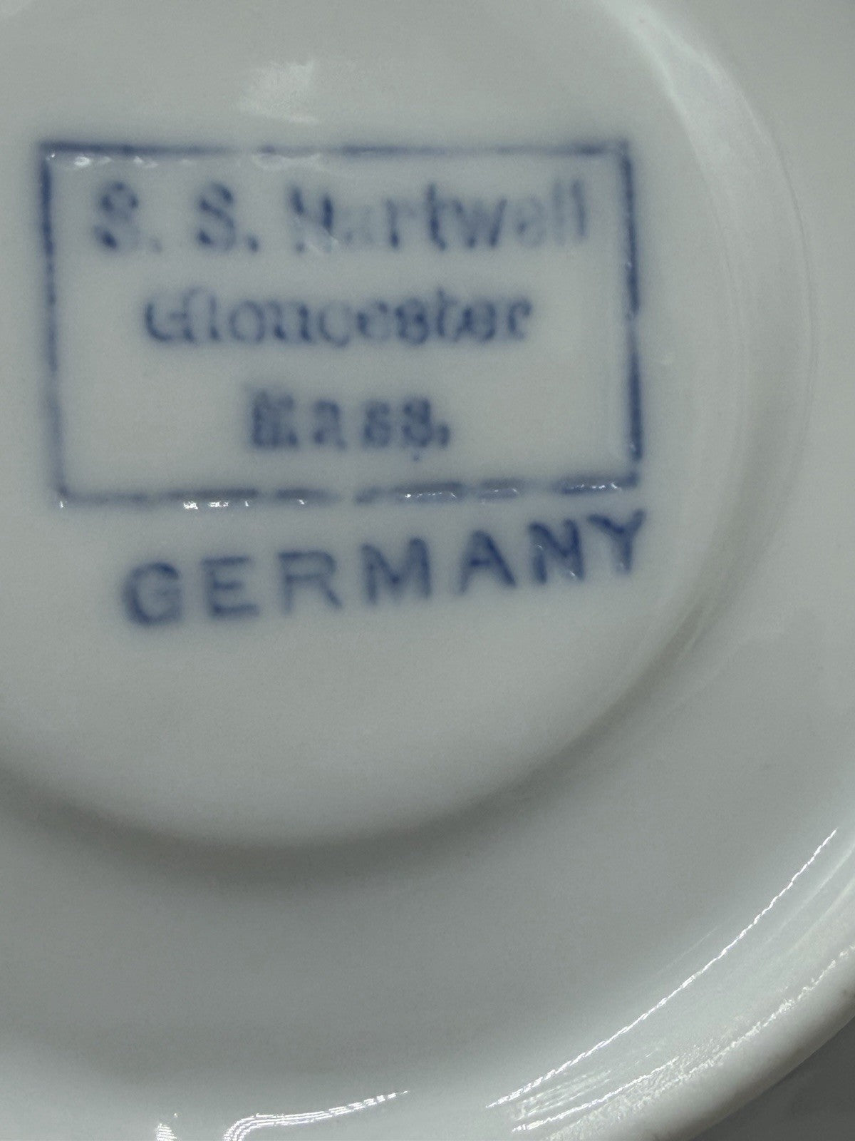 Early 1900’s S.S. Hartwell Gloucester Mass Germany Porcelain Demitasse Set Blue