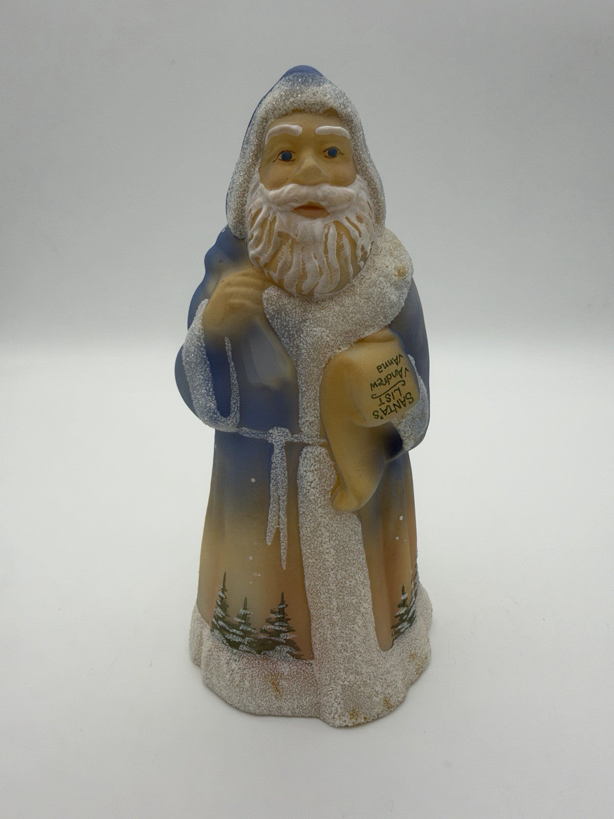 Fenton Art Glass Blue Burmese Santa Limited Edition 5560 Christmas 7.5” USA Vtg
