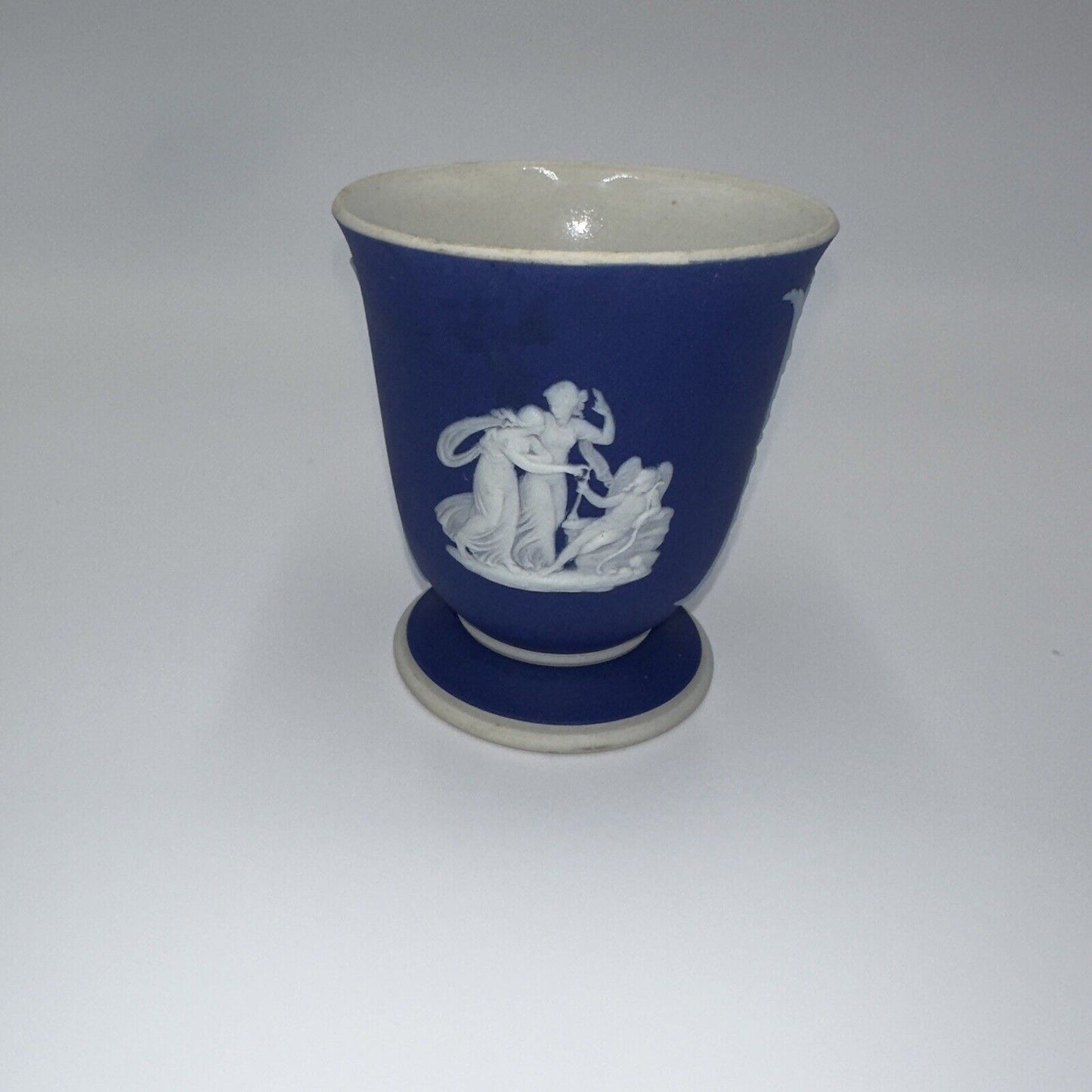 Wedgwood Vase Jasperware Cobalt Bud Goddess Angels England 3.25" Dark Blue