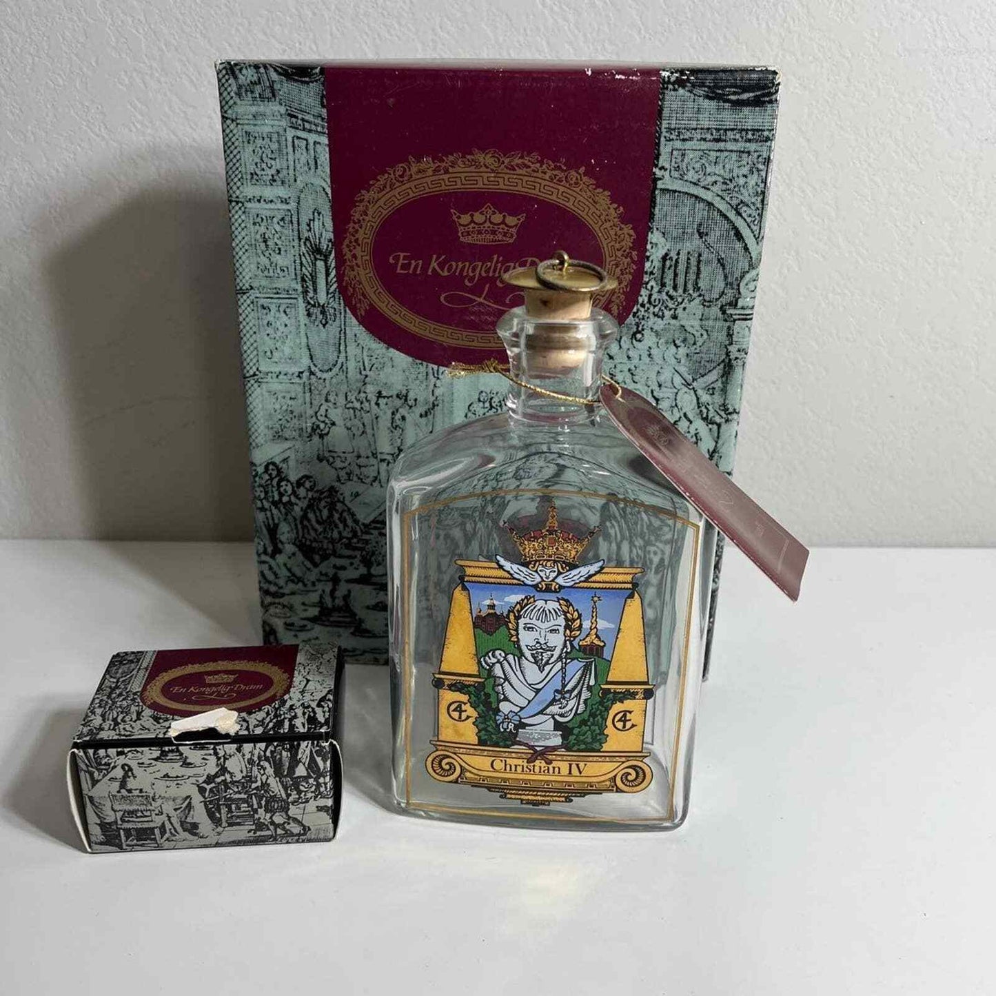 Royal Copenhagen Decantor Christian IV Collectible Glass Bottle Boxed Decor