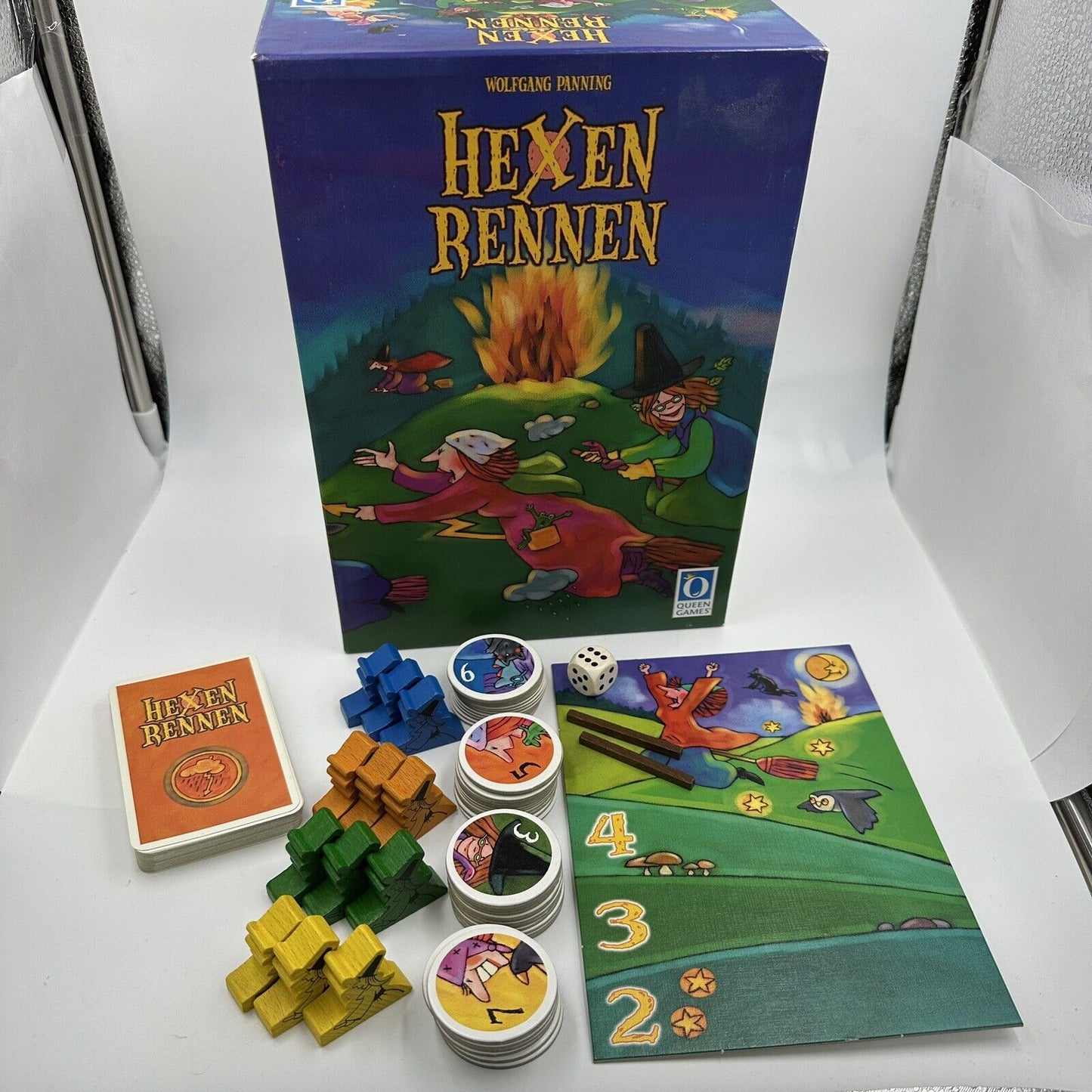 Queen Games Hexen Rennen Racing Witches Board Wooden Meeples English Rules