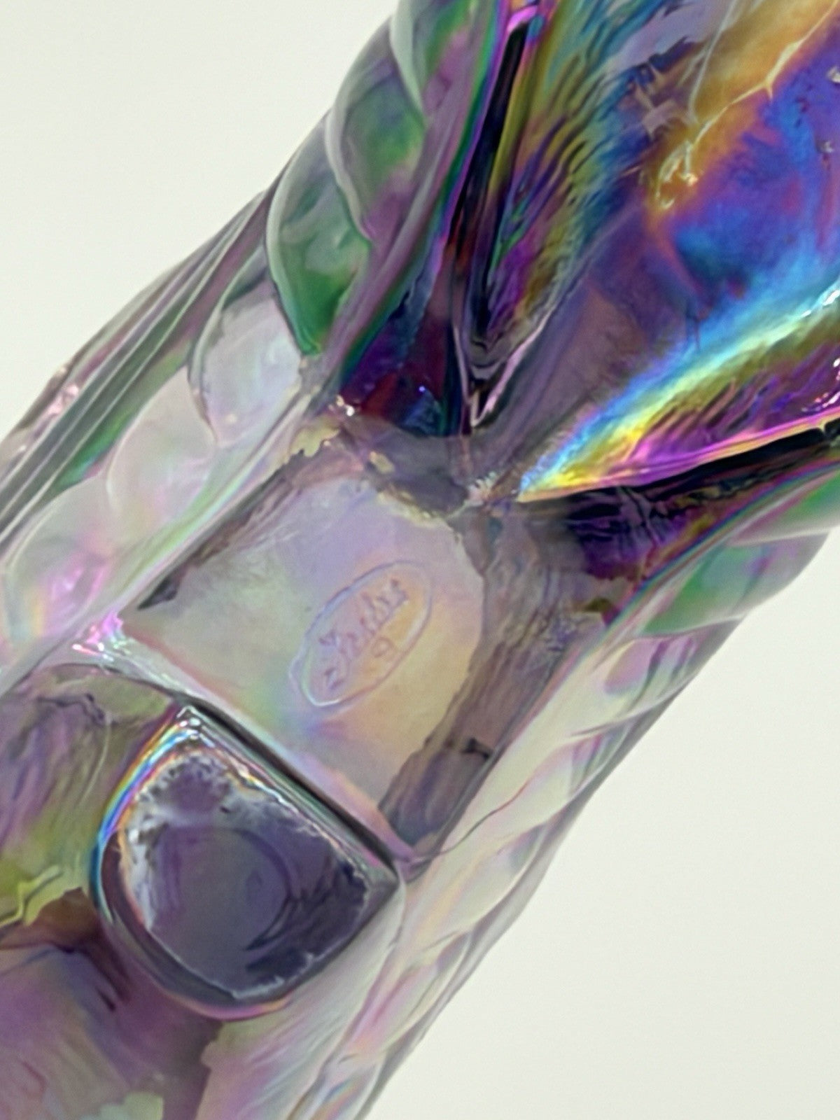 Fenton Carnival Art Glass Amethyst Iridescent Slipper Shoe Cat Head Rhinestone