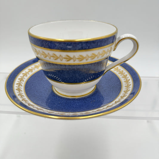 Rare Spode CRAVEN English Pattern Porcelain Teacup & Saucer Blue Gold Lauren