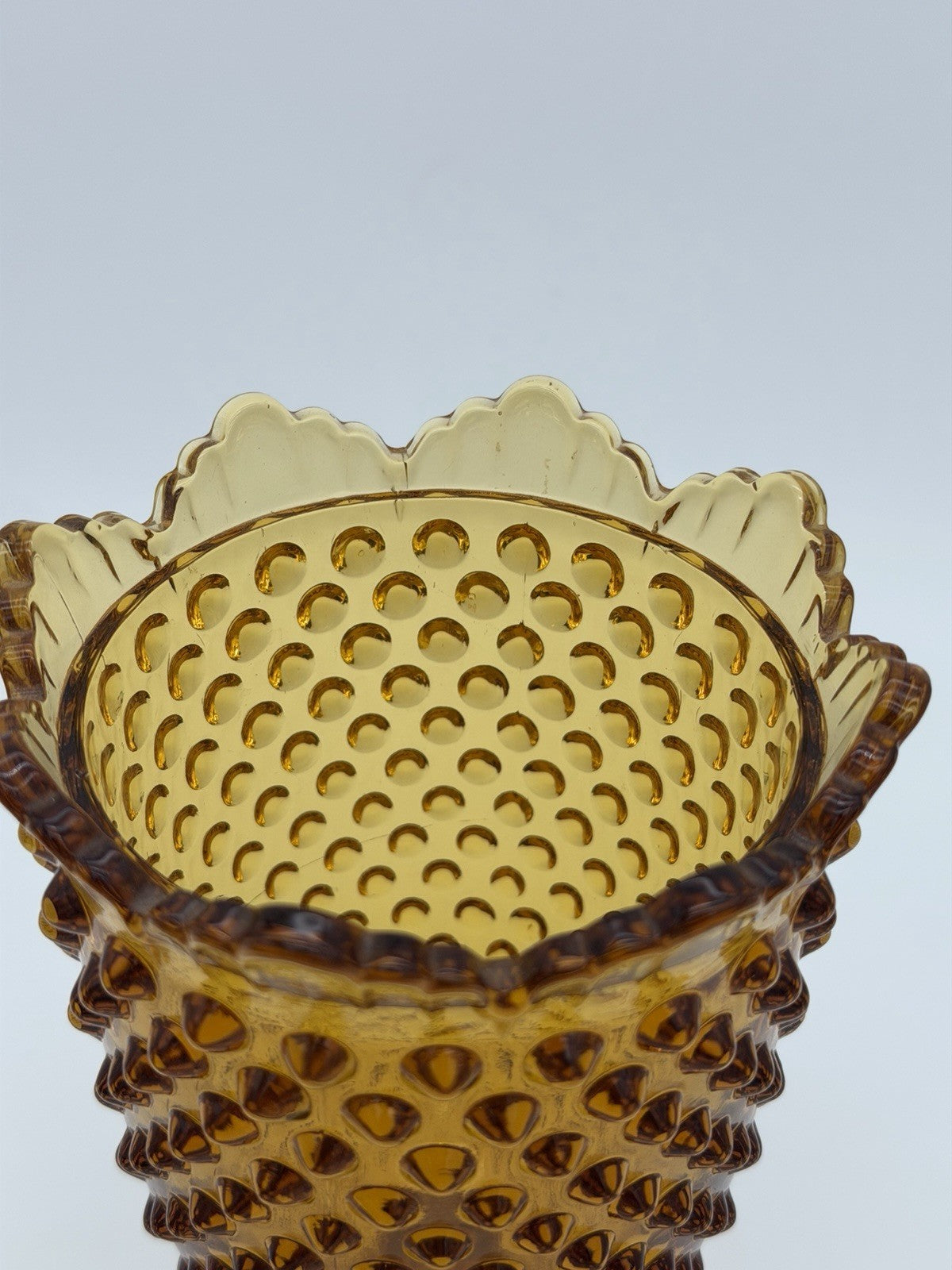 Fenton Art Glass Hobnail Colonial Amber Candy Dish With Lid 11”H Vintage USA
