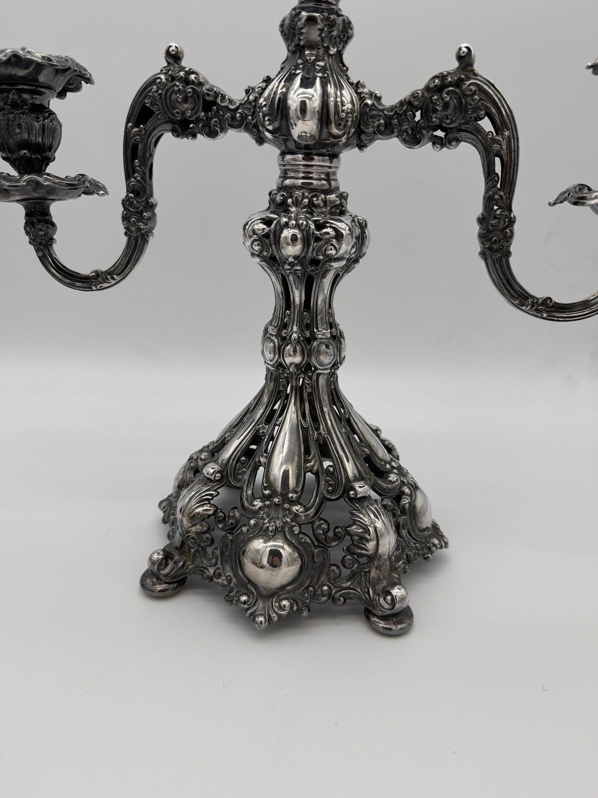 Antique Reed & Barton Silver Plated Renaissance Designed 3 light Candelabra