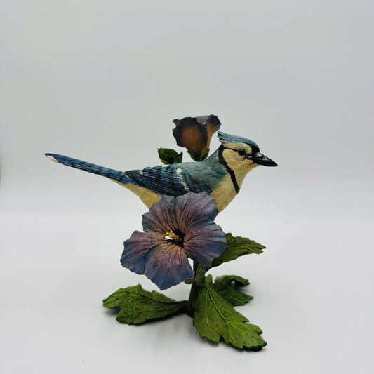 The Danbury Mint Collection Blue Jay Bird Figurine Glimpse of Summer by Bob Guge