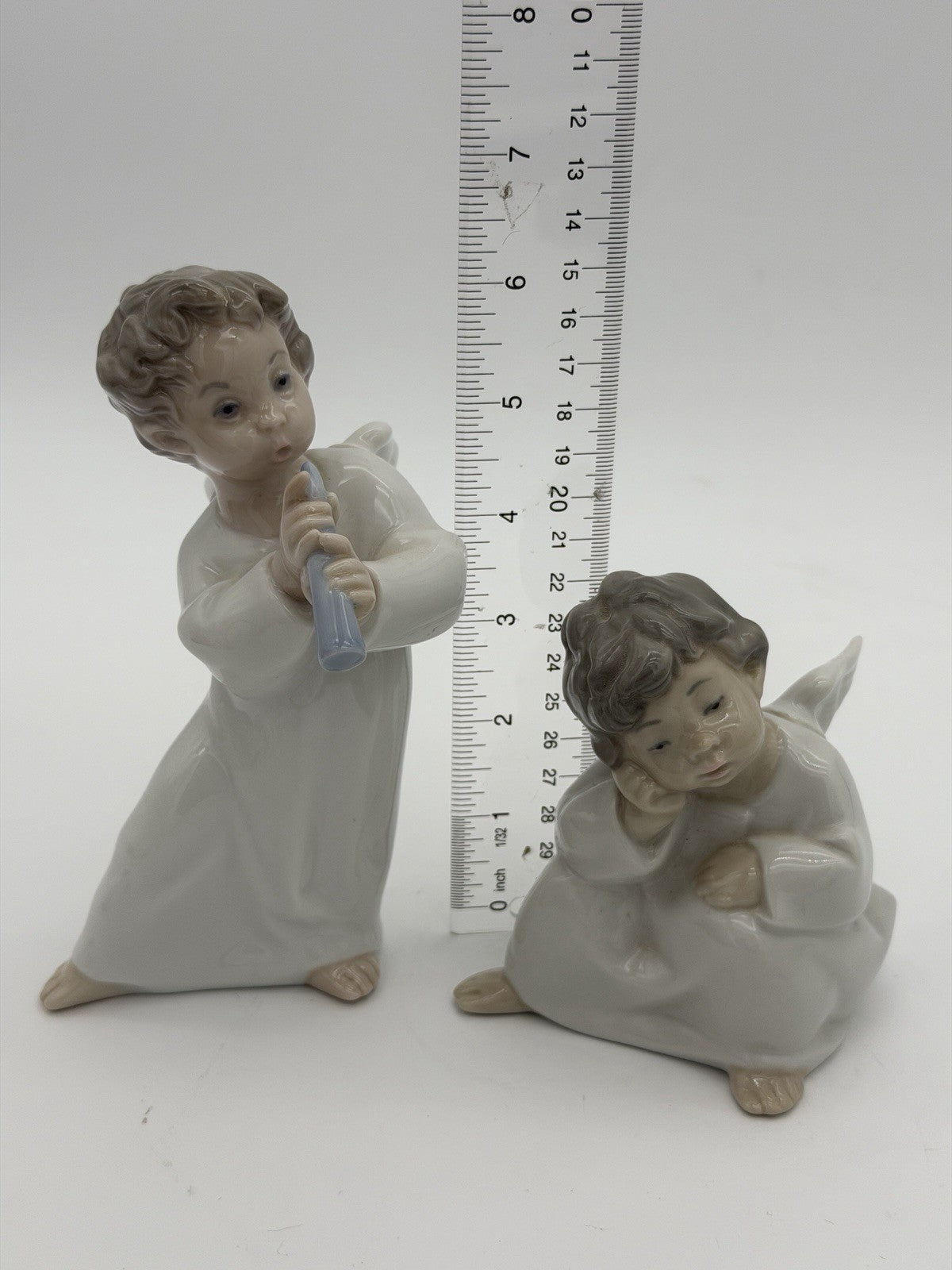 Lladro Spain Porcelain Vintage Angels Cherubs Musician Figurines 6 “& 4” Retired