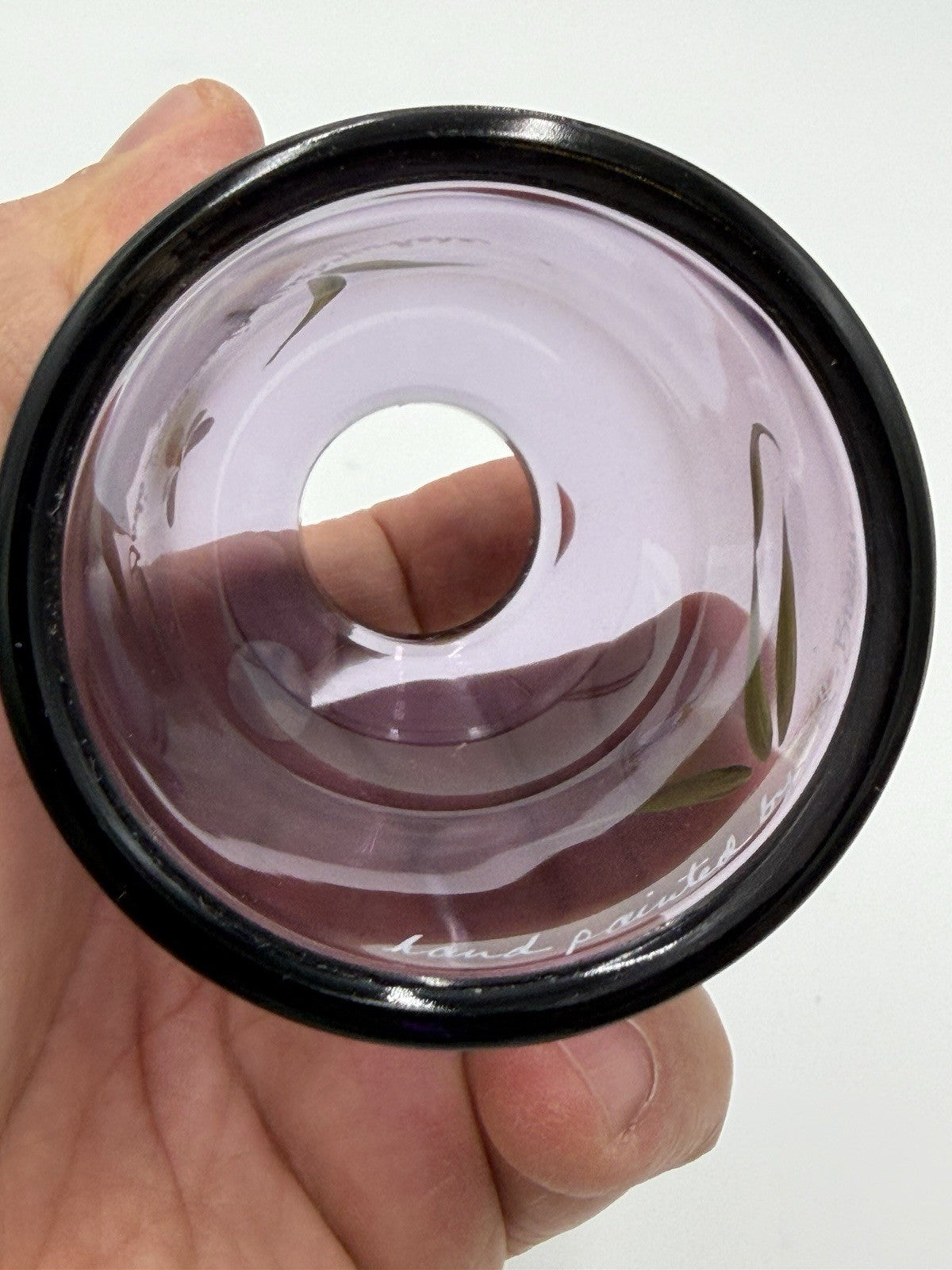 Fenton Art Glass Purple Fairy Light Candle Holder Painted Only Shade 3.5”H