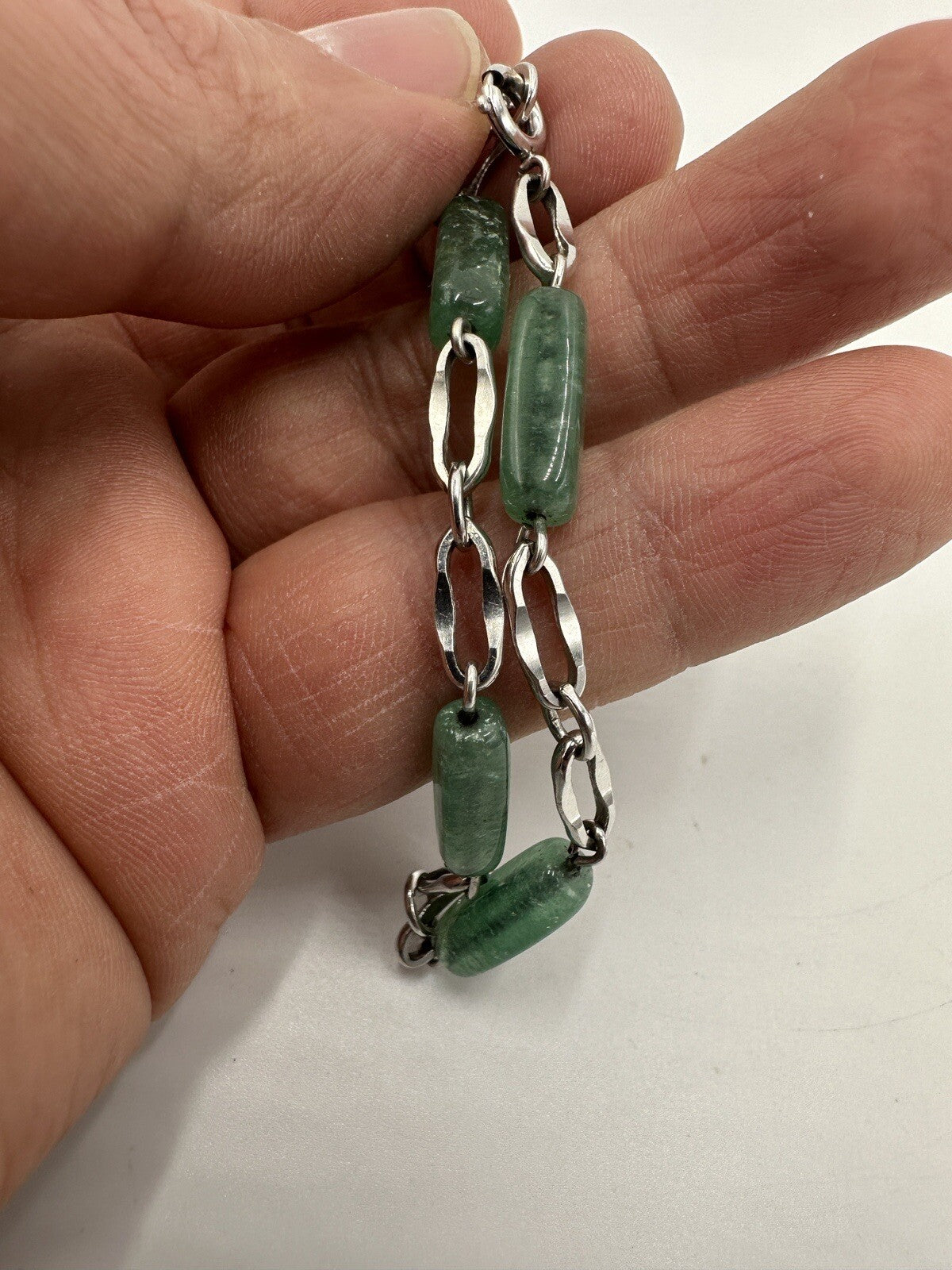 Krementz Bracelet Women's Jewelry Sterling Silver Green Glass Jade Vintage Mark