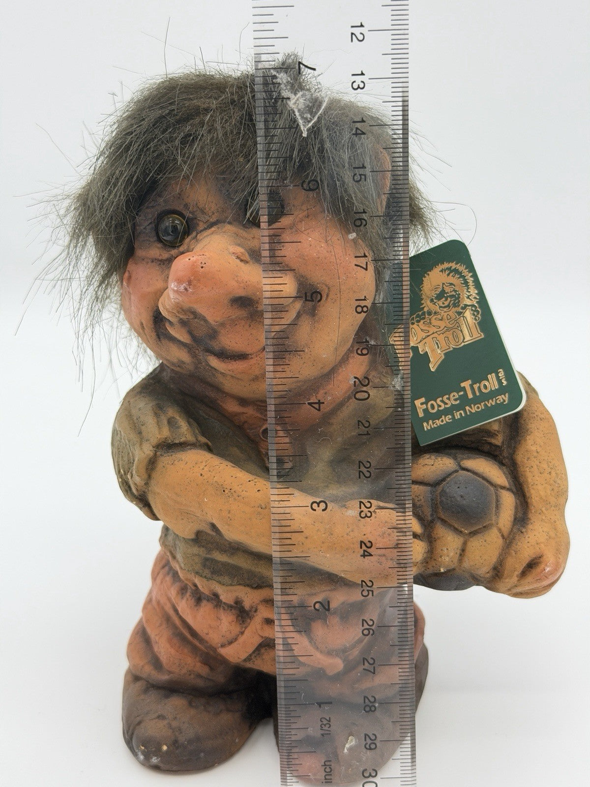 Fosse-Troll Pottery Norway Soccer Ball Boy 7”H W/Tag Sven Schulze Figurine