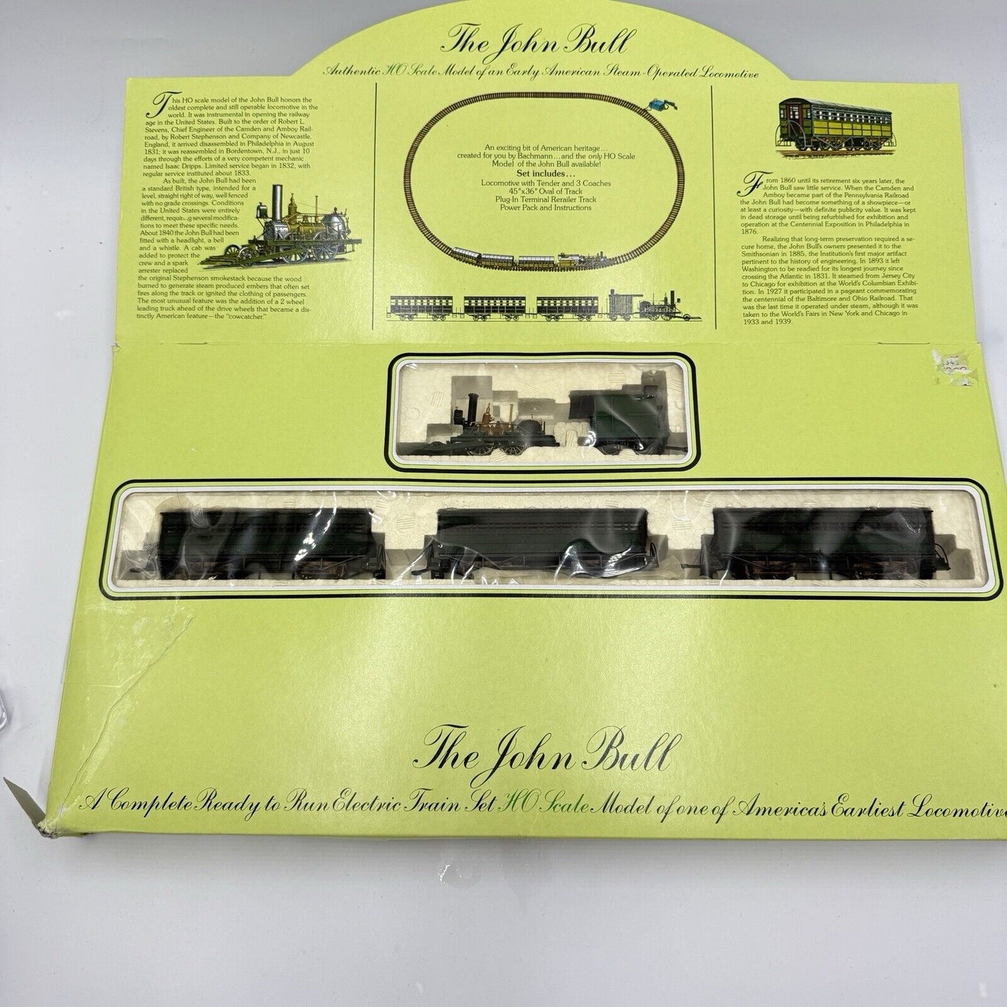 Bachmann - HO "The John Bull" Loco w/ Tender & Cars - Electric Train Set