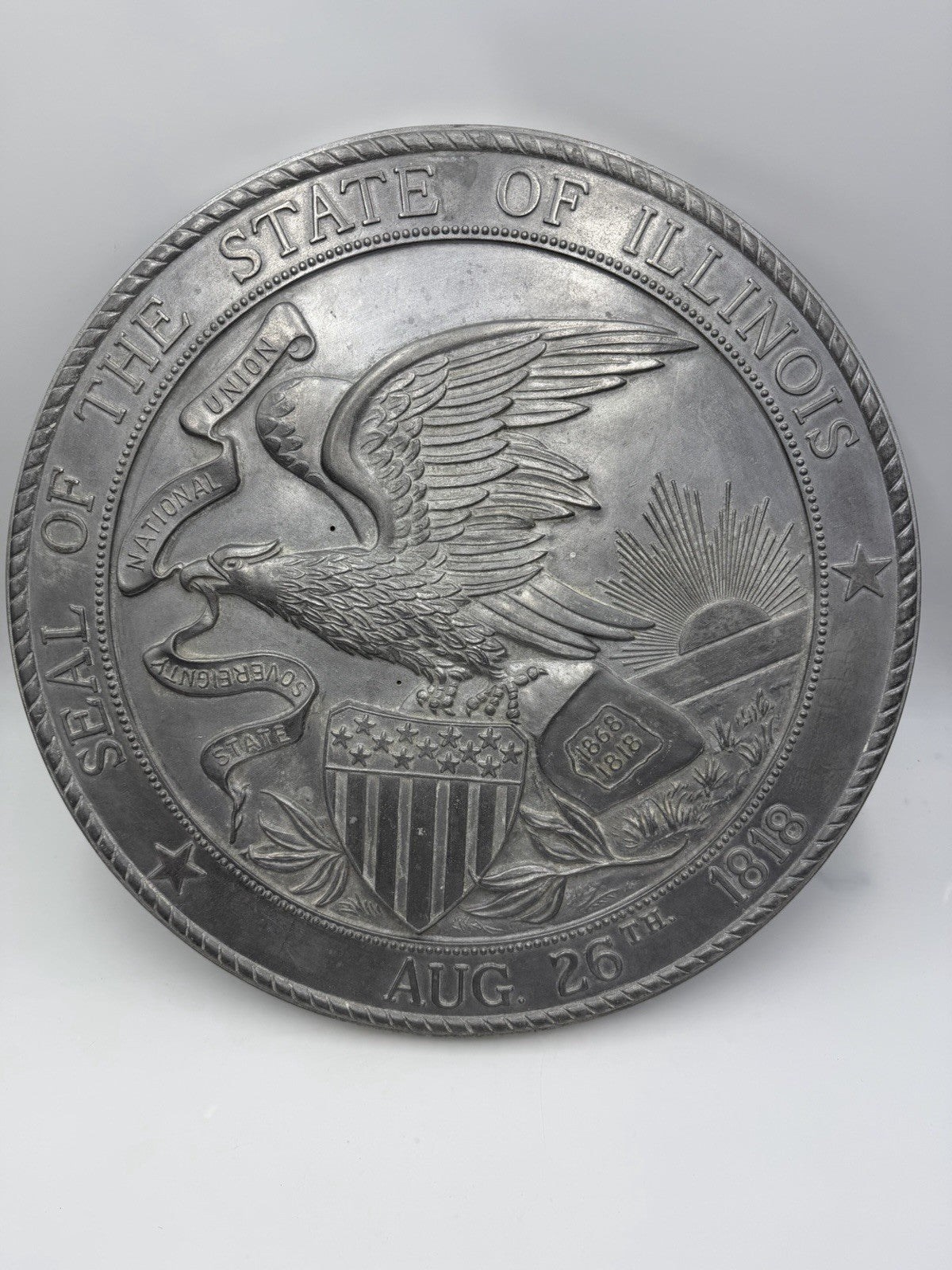 Large wall metal seal of the state of Illinois Aug. 26th 1818 Universal Pattern