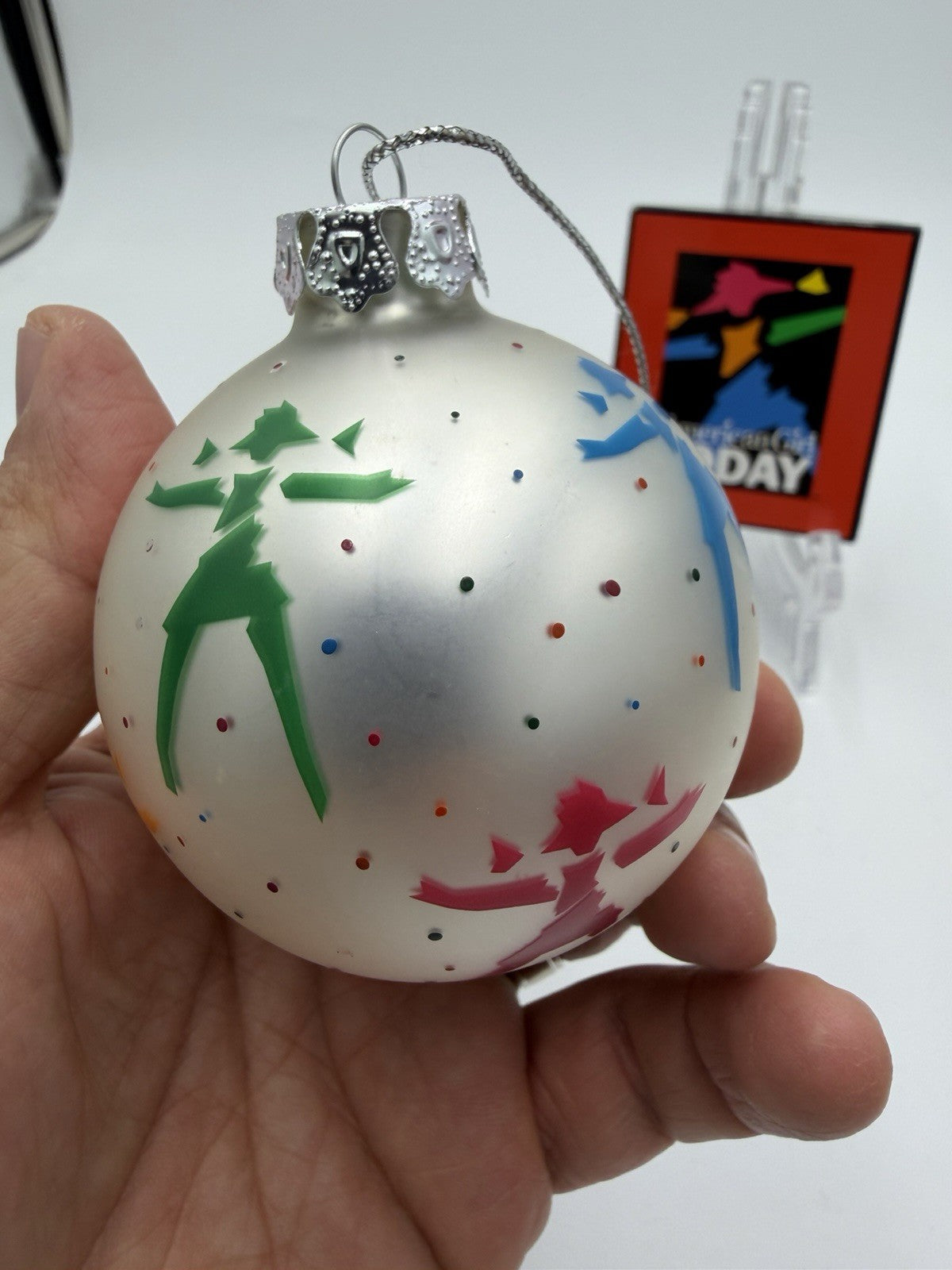 American Girl Today 1999 Silver Ball Art Glass Ornament AGTO1 Retired W/Box Vtg