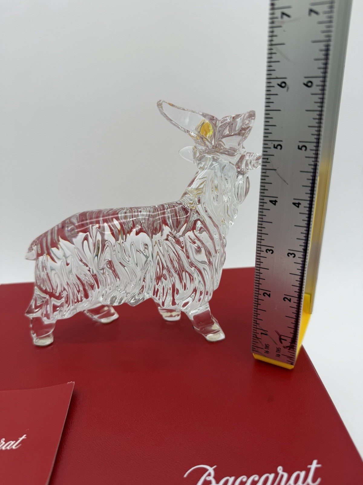 Baccarat Long Hair Goat Crystal France Clear Solid Figurine Sheep Boxed Rare
