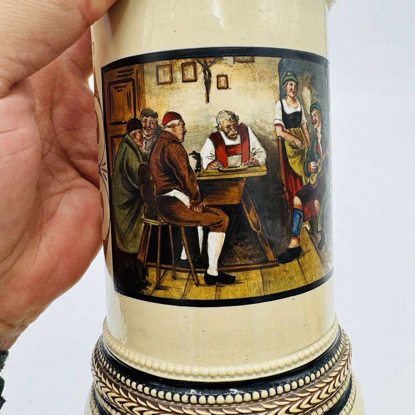 Antique German Beer Stein #992 Hand-Painted F.Defregger 1/2 L Marzi&Remy c.1890s