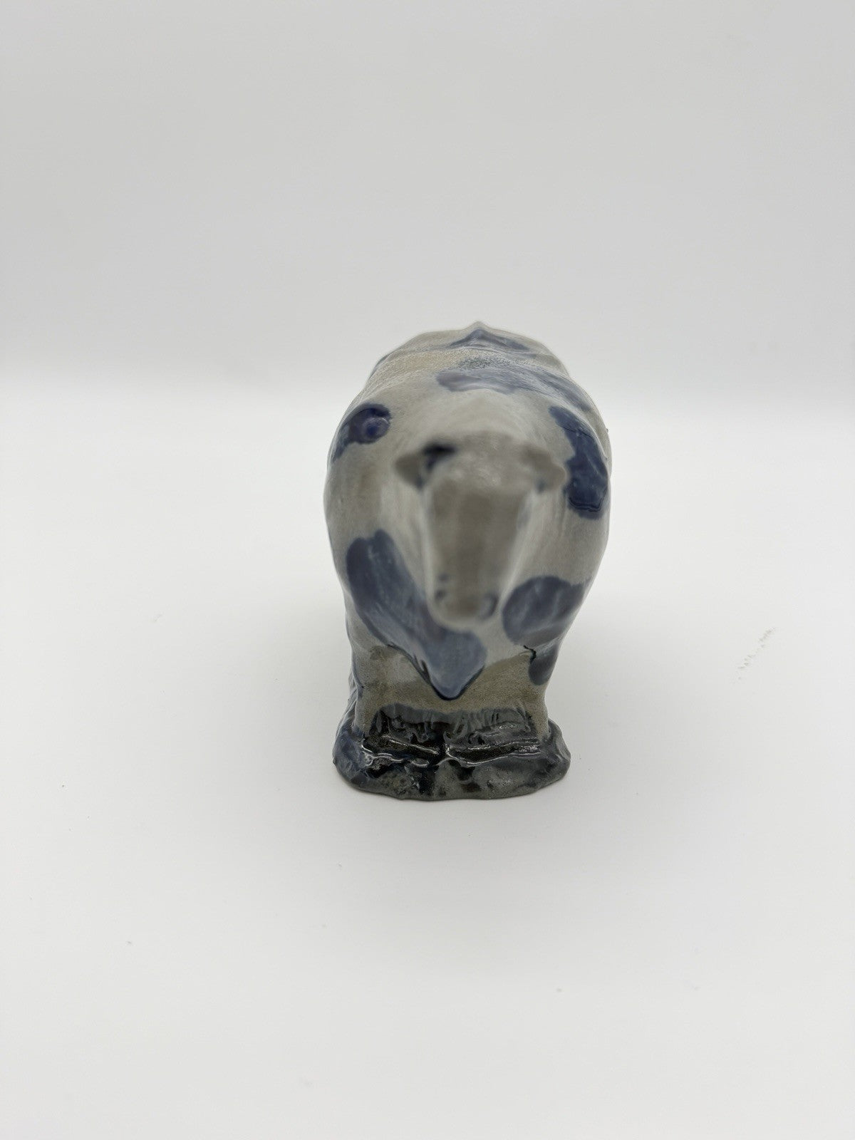 Rowe Art Pottery Salt Glaze Works Blue Holstein Cow Figurine 1990 Vintage USA