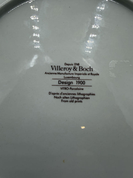 Vintage VILLEROY & BOCH Design 1900 Porcelain 8" Salad Plate Art Nouveau 4 Pcs P