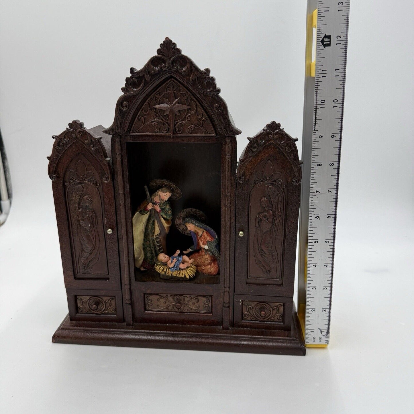 Vintage Joseph's Studio by Roman Nativity Scene Triptych Holy Family Wood Resin