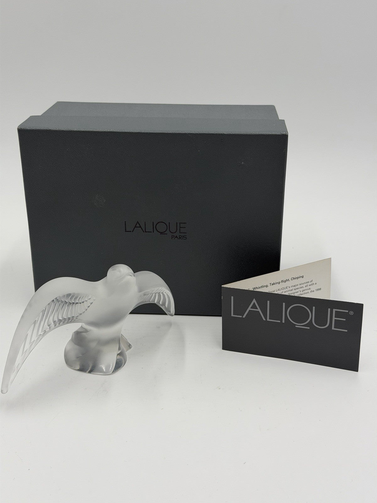 Lalique Crystal France Paris Swallow Taking Flight Martinet Bird Frosted Figurin