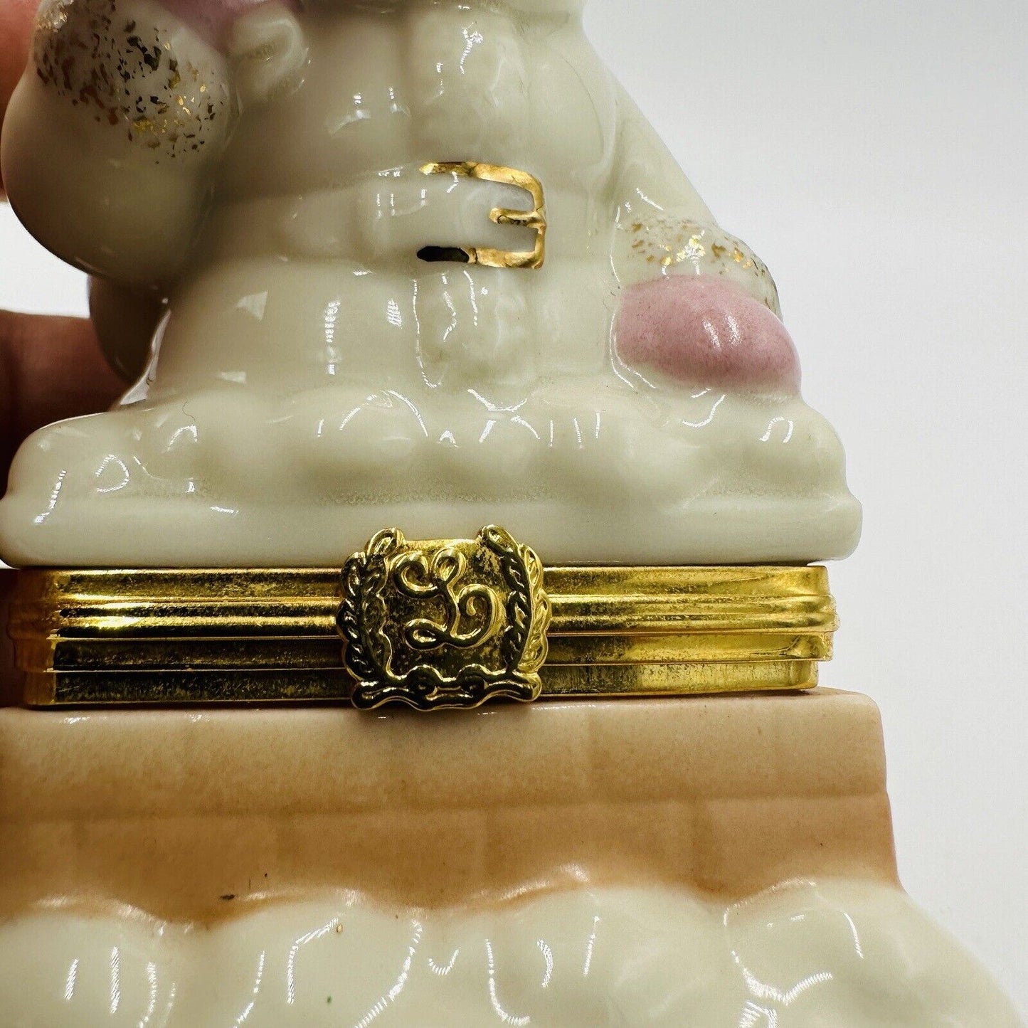 Lenox Santa's Porcelain Special Delivery Trinket Box Teddy Bear Charm Treasures