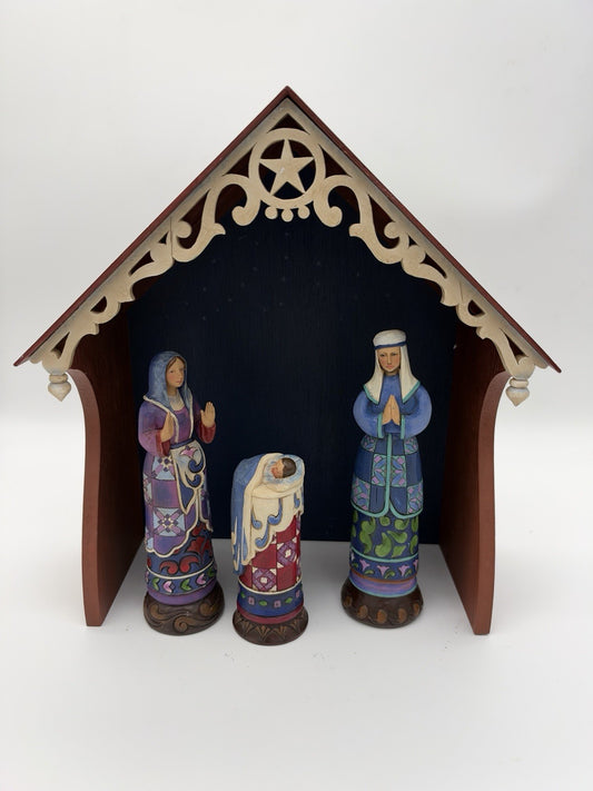 Jim Shore  Bethlehem's Miracle Heartwood Creek Nativity Figurines w Creche