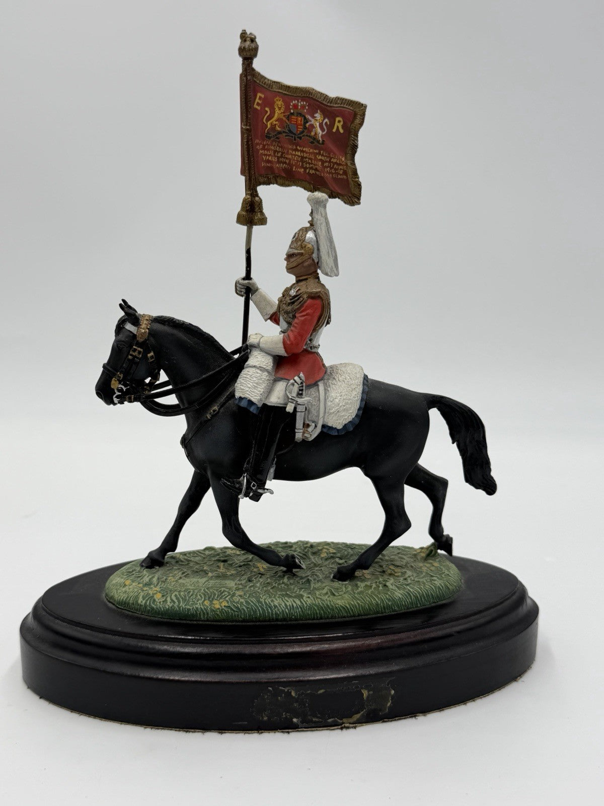 Chas C Stadden painted pewter Mounted Royal Guard British Buckingham 8” Figurine