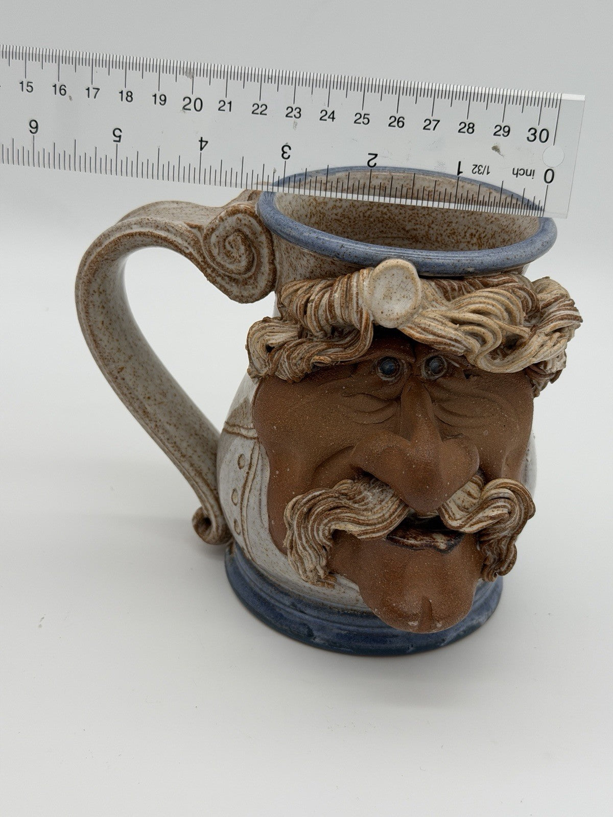 John Coiner Art Pottery Ugly Face/old Man Coffee Mug Folk Art Signed 1993 Large