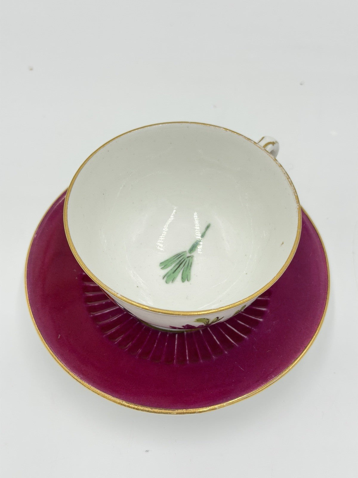 17th Century Paris Porcelain Litron teaCup & Saucer La Courtille hand painted