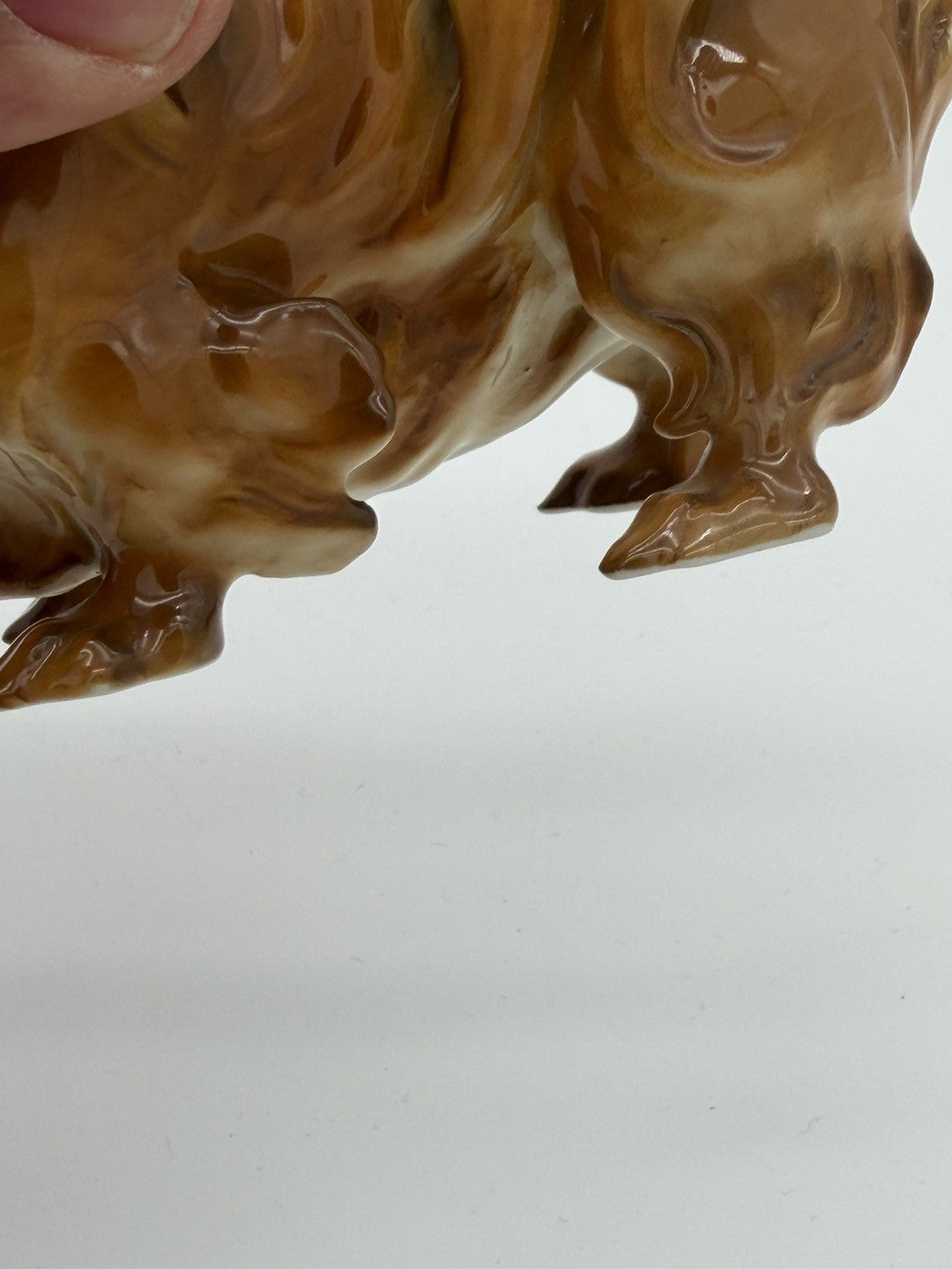Hutschenreuther Porcelain Germany pekinese Dog Glossy Painted Figurine Brown